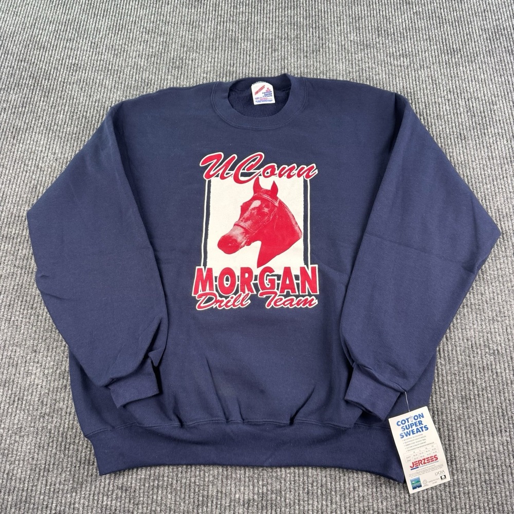 Vintage UConn University Connecticut Morgan Drill Team Sweatshirt XL USA NOS